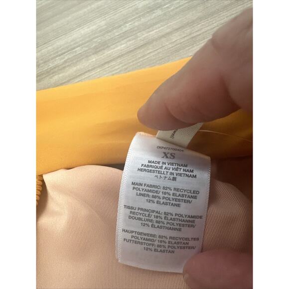 Madewell Scrunchy-Strap Square Neck Bikini Swim Top Ochre Fresco Size XS NL272 - Picture 6 of 7